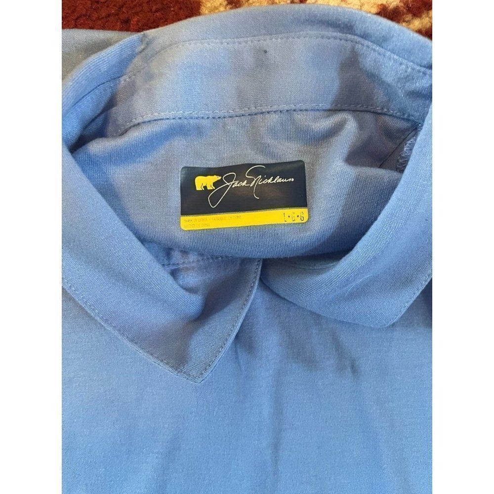 Jack Nicklaus Mens L Blue Short Sleeve Polo Shirt Golf Performance - Picture 2 of 5